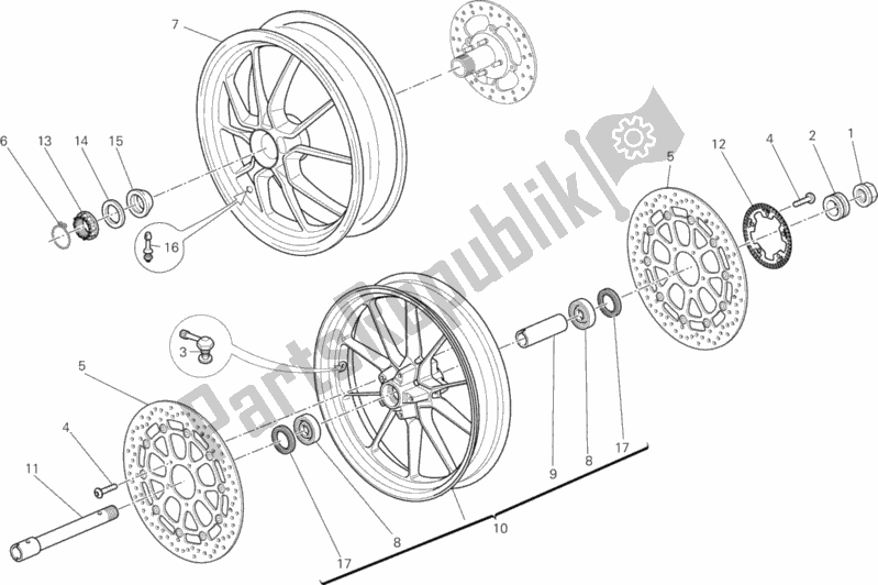 All parts for the Wheels of the Ducati Monster 1100 Diesel 2013